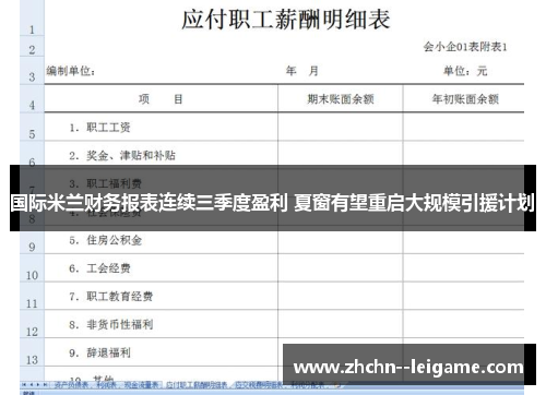 国际米兰财务报表连续三季度盈利 夏窗有望重启大规模引援计划